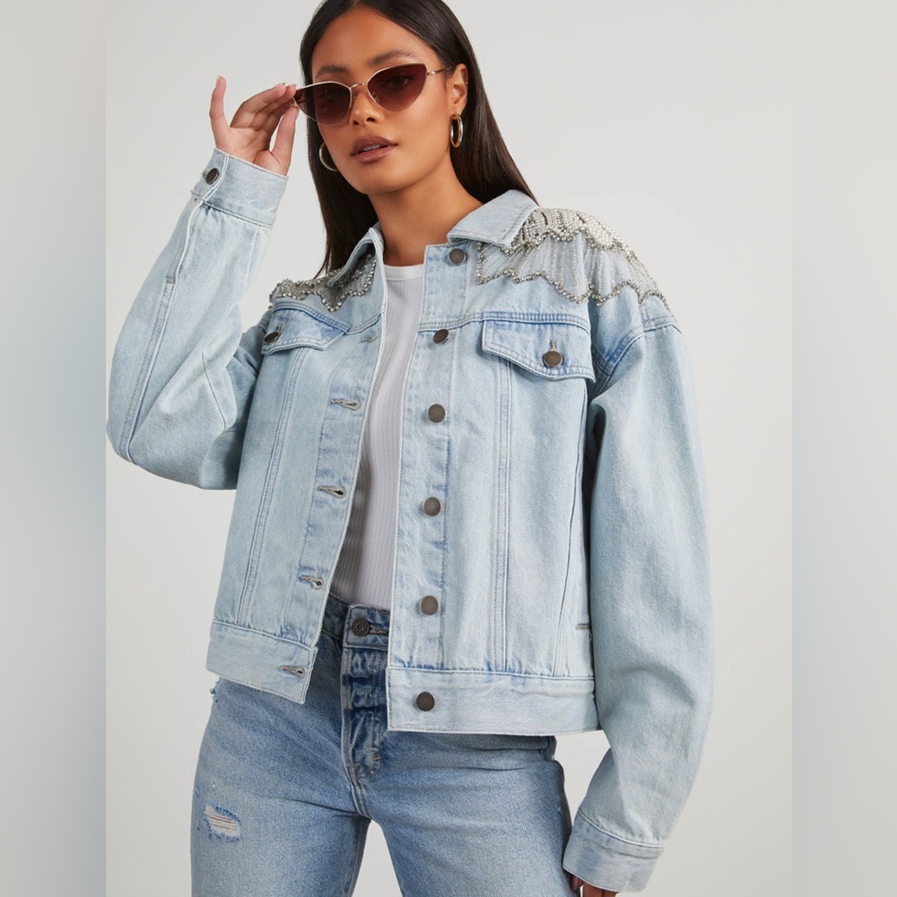 Delanie Pearl & Rhinestone Denim Jacket. Would be so cute for a Nashville trip!